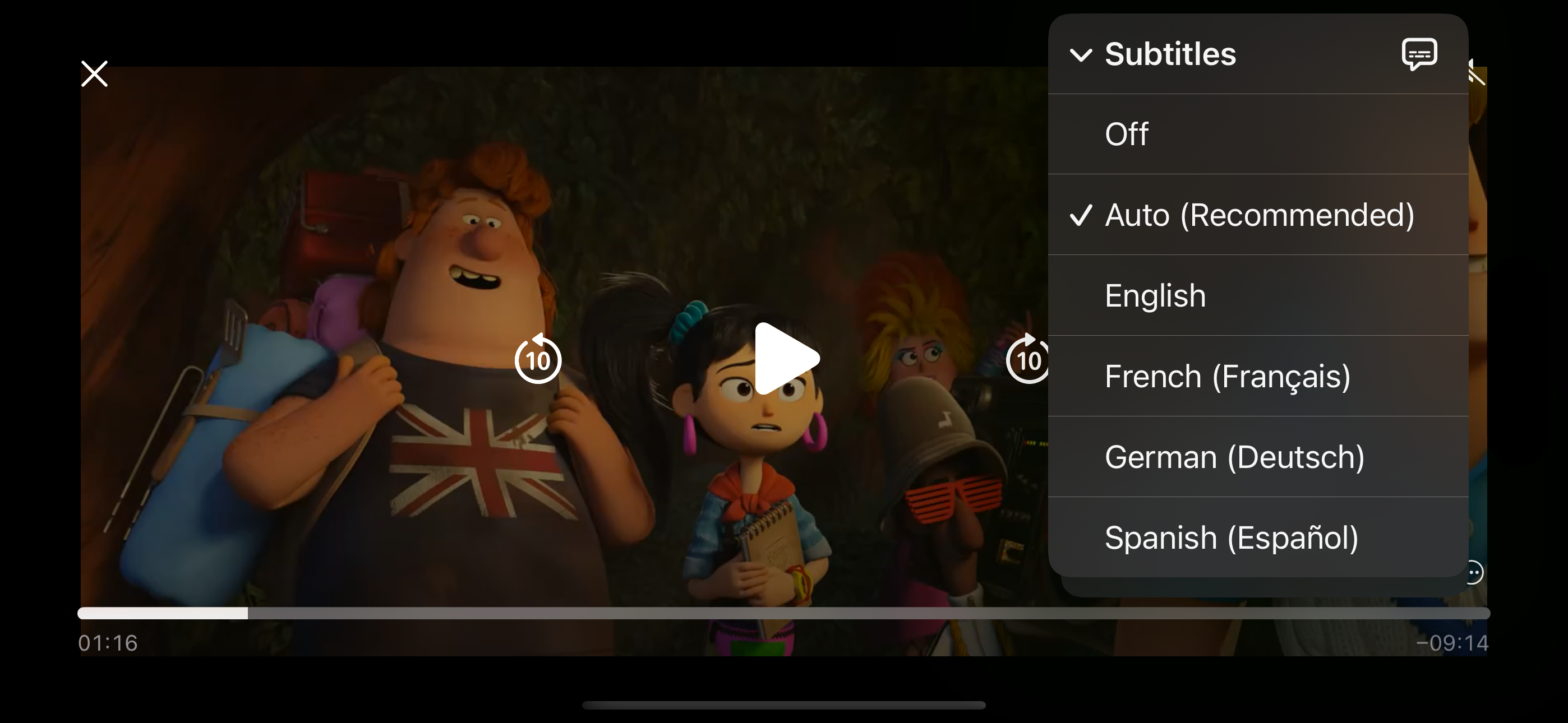 Example of iOS player playback
