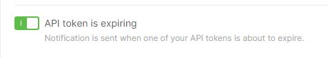 API token expiration notifications