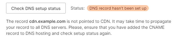 DNS record hasn't been set up error