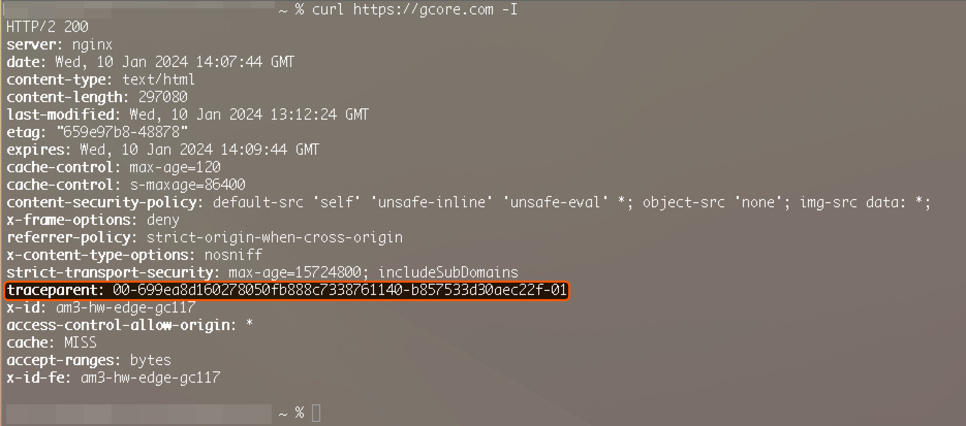 How to view traceparent header in console