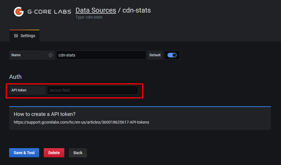 Insert the received API token