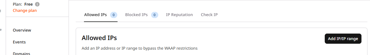 Firewall page with the Allowed IPs tab