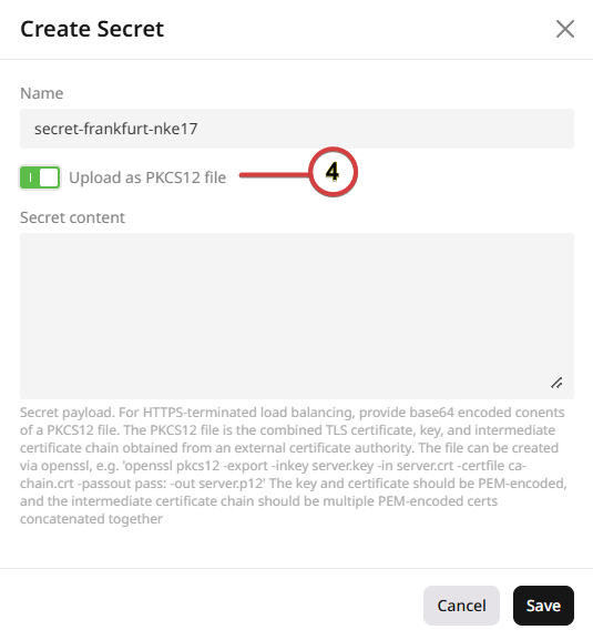 Enable Upload as PKCS12 file