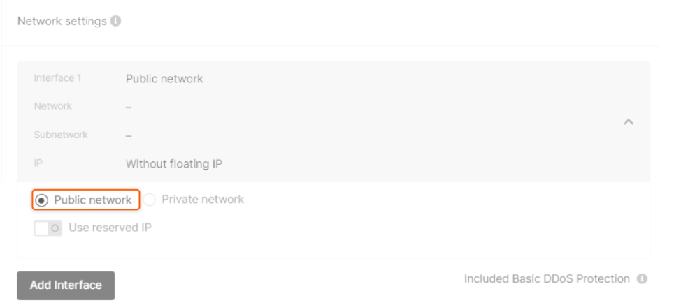 Network settings tab in the machine settings