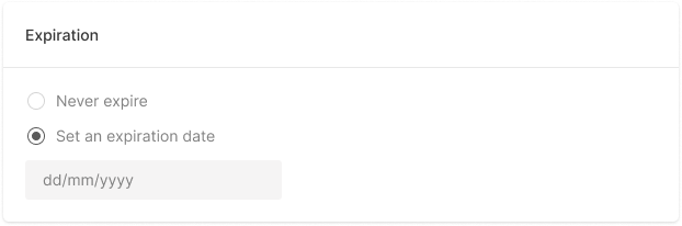 Set the expiration period for an API key