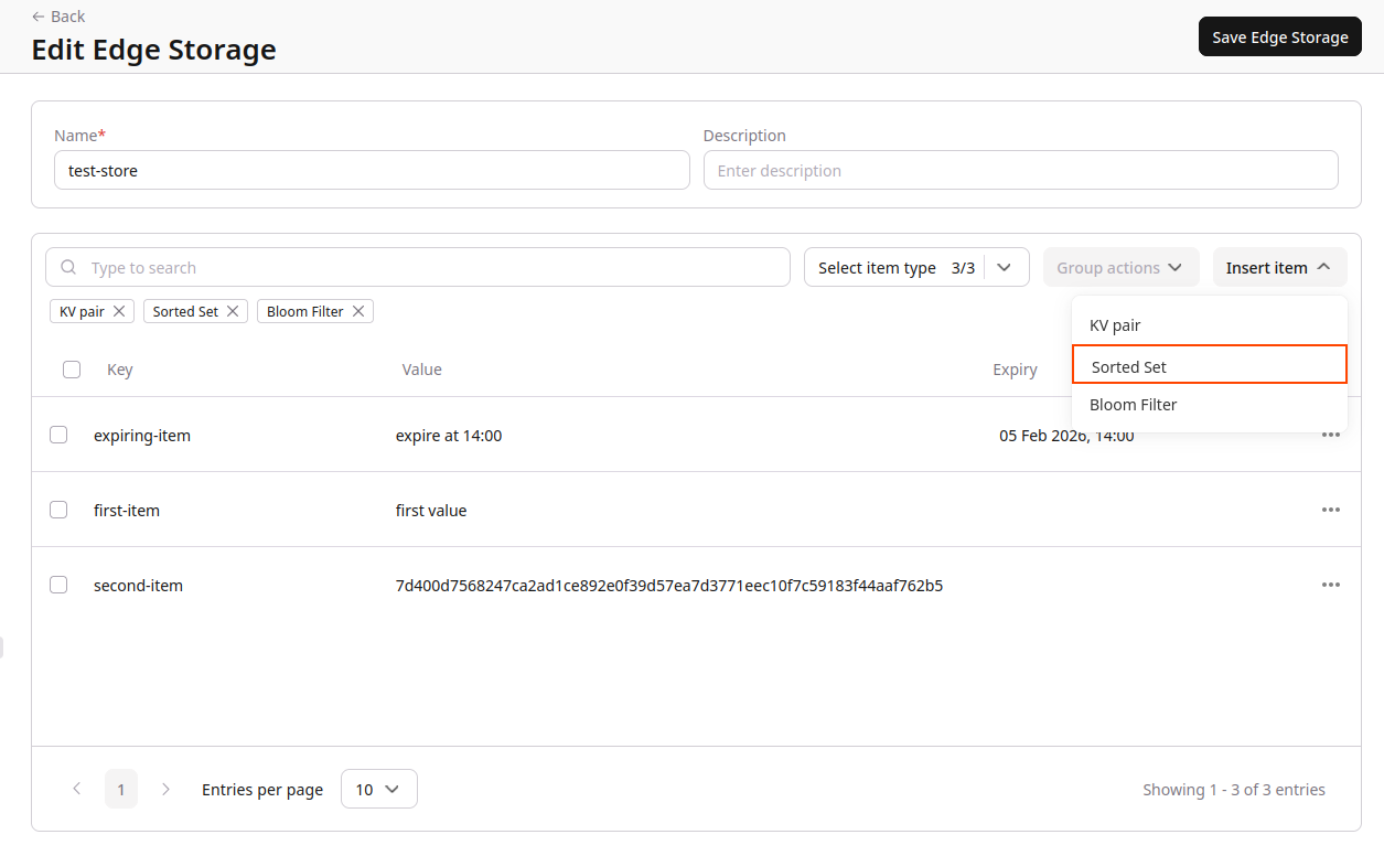 FastEdge Insert Sorted Set