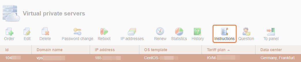 Server control panel
