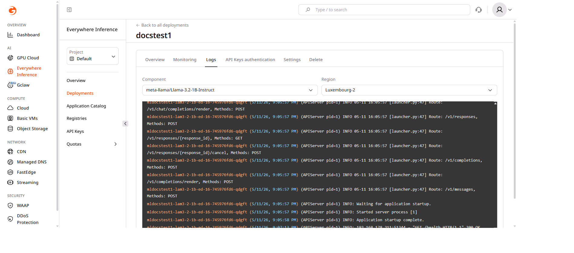 Logs tab overview