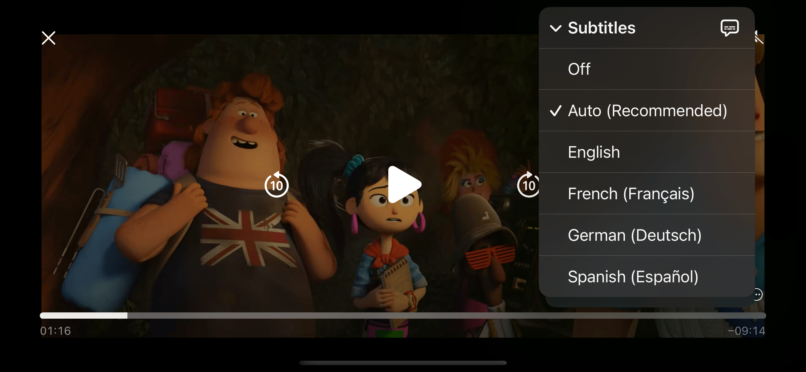 Example of iOS player playback