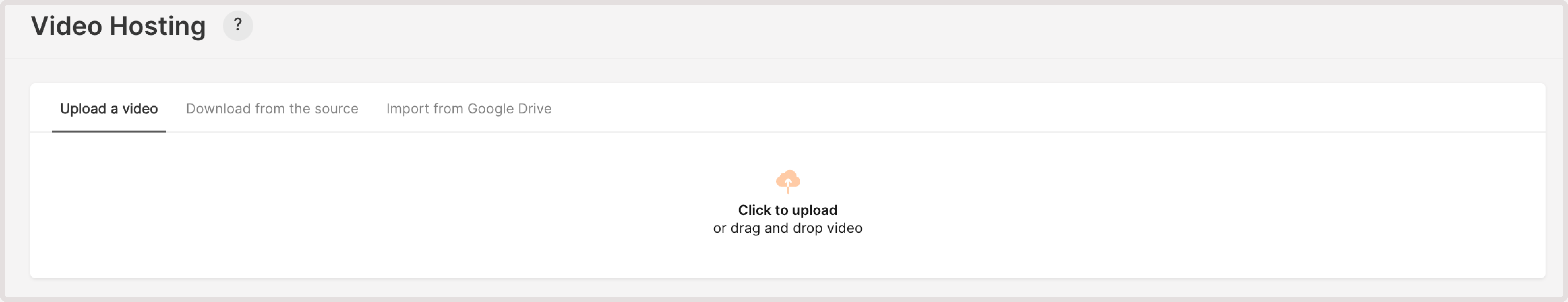 Video Hosting tab