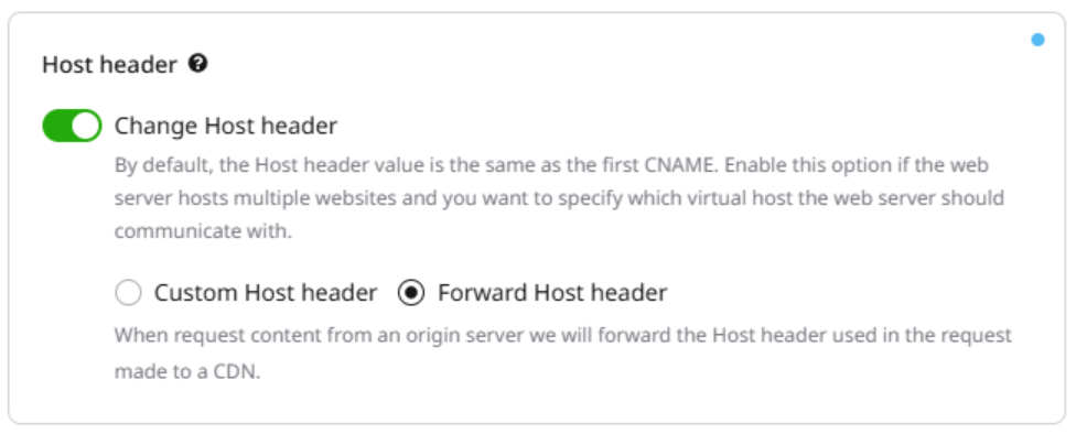 Host header configuration