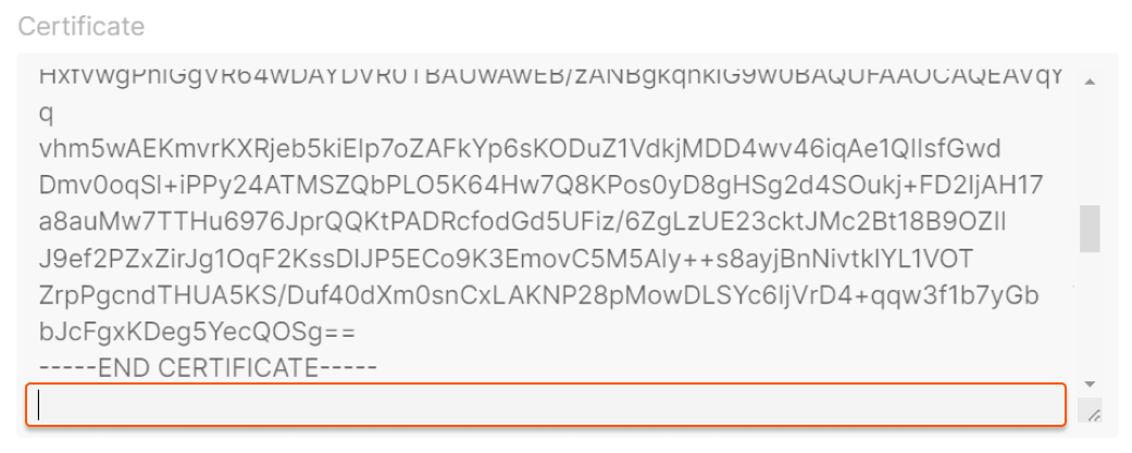 new line at the end of the certificate chain