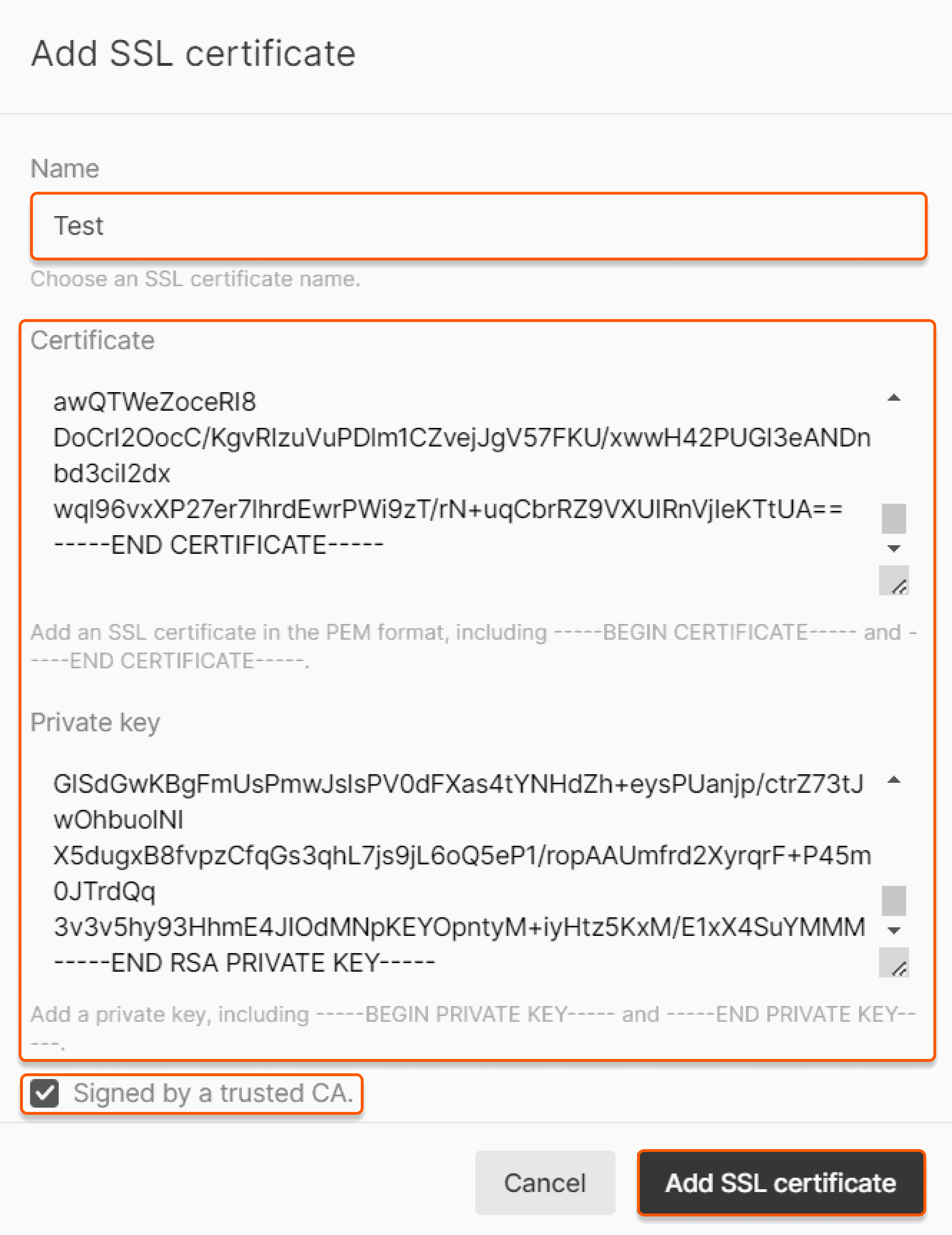 Add SSL certificate