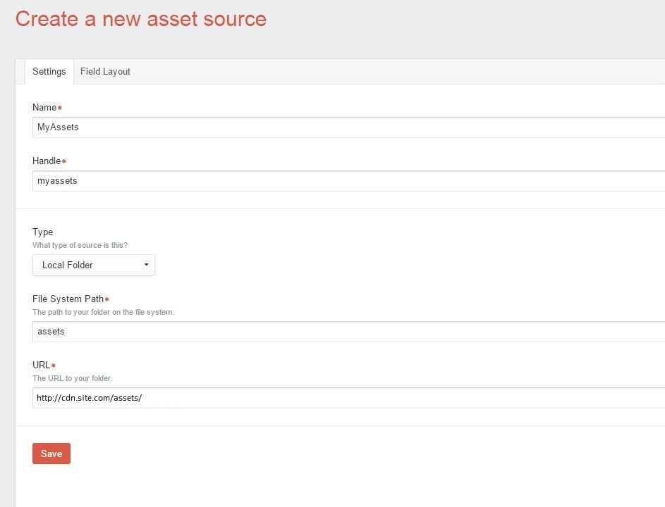 Create a new assets source