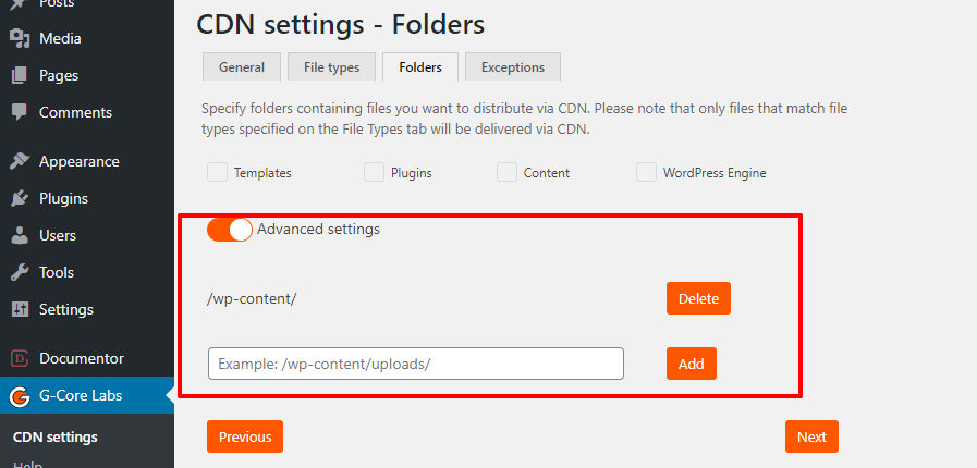 advanced settings