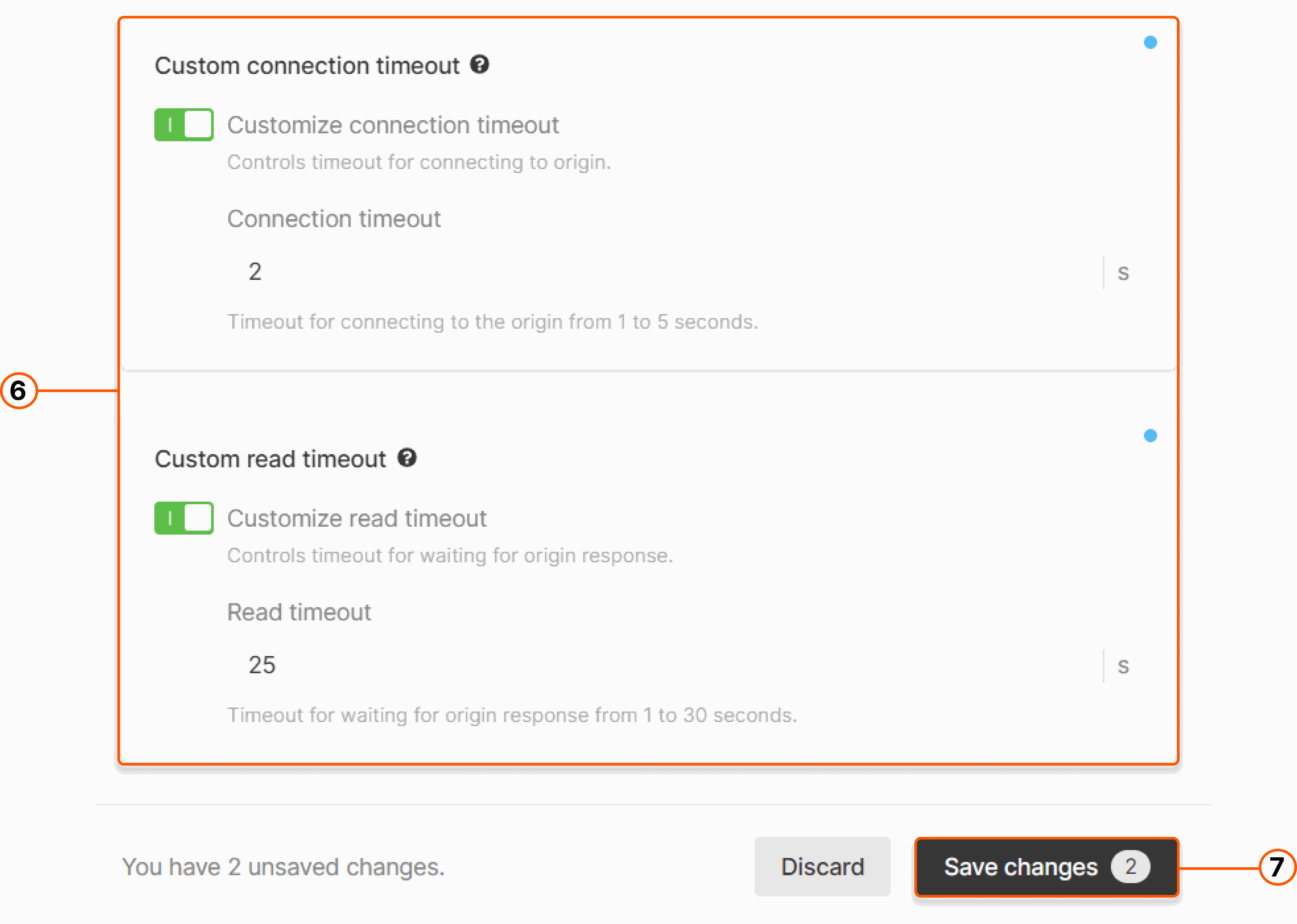 A dialog with enabled custom read and connection timeouts