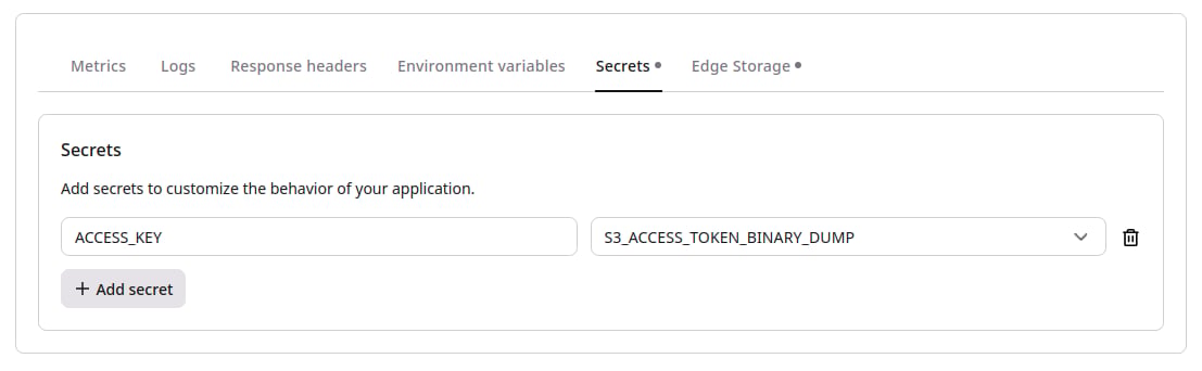FastEdge applications
secrets