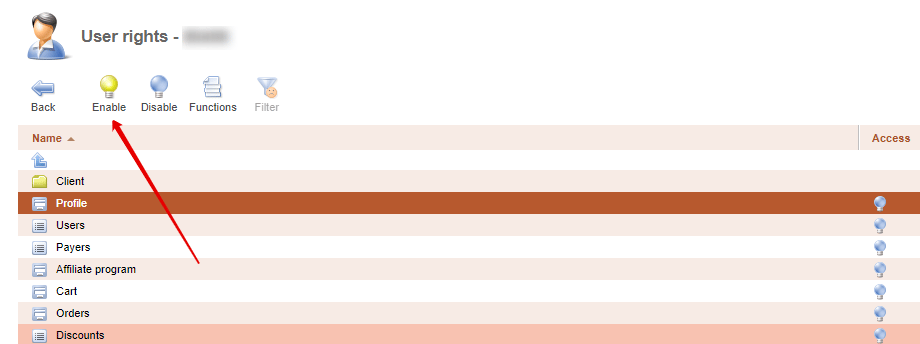 Enable in the top menu