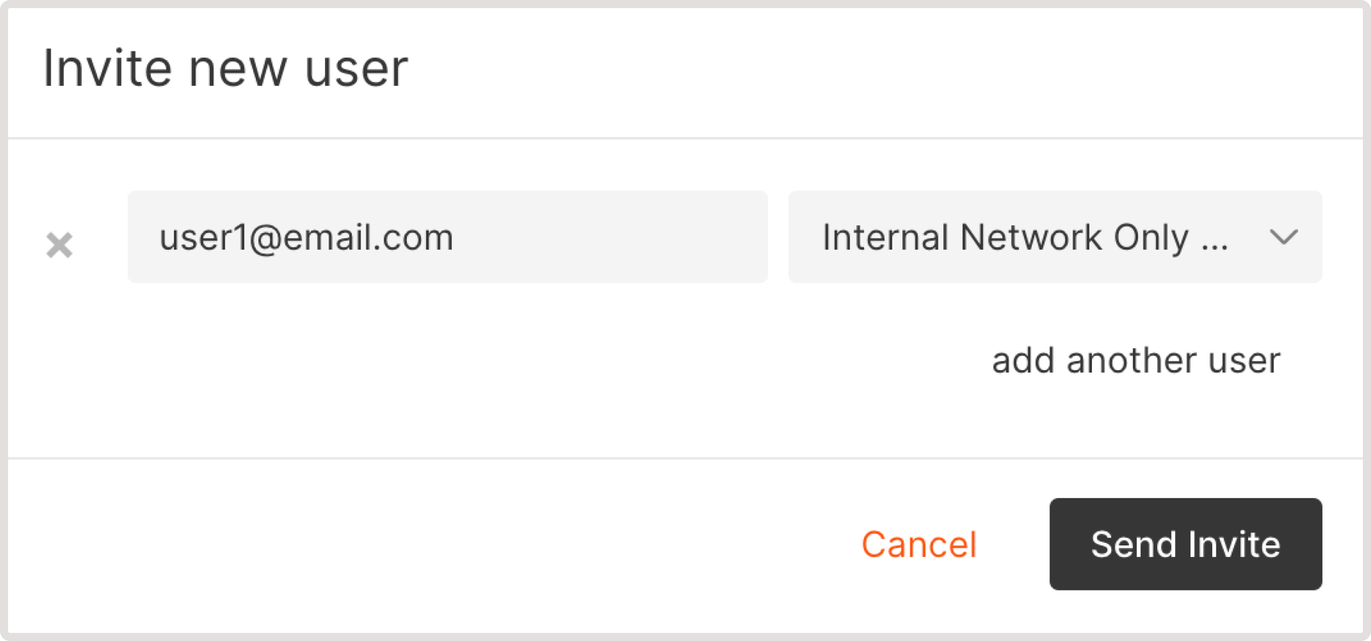 The invite user window