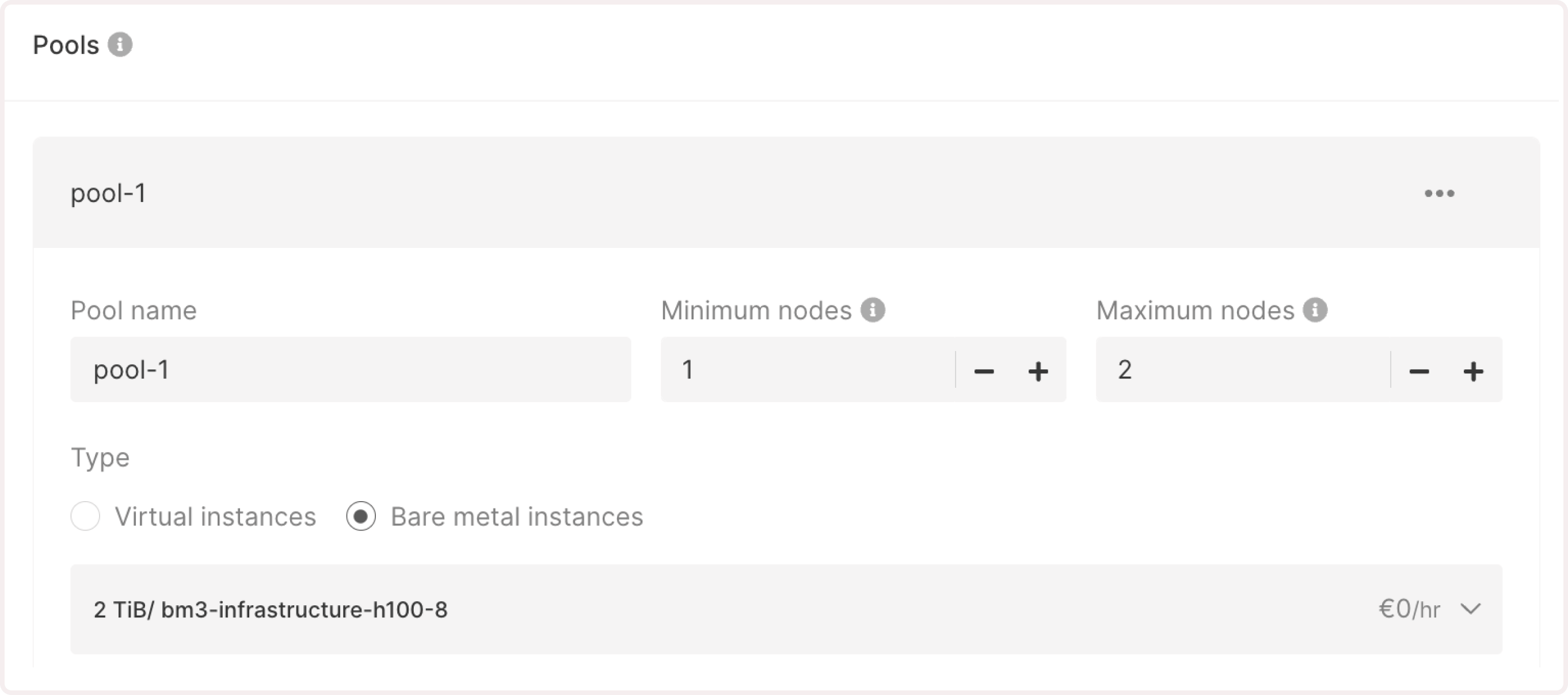 Pools configuration section on the Create Kubrnetes cluster page.jpg