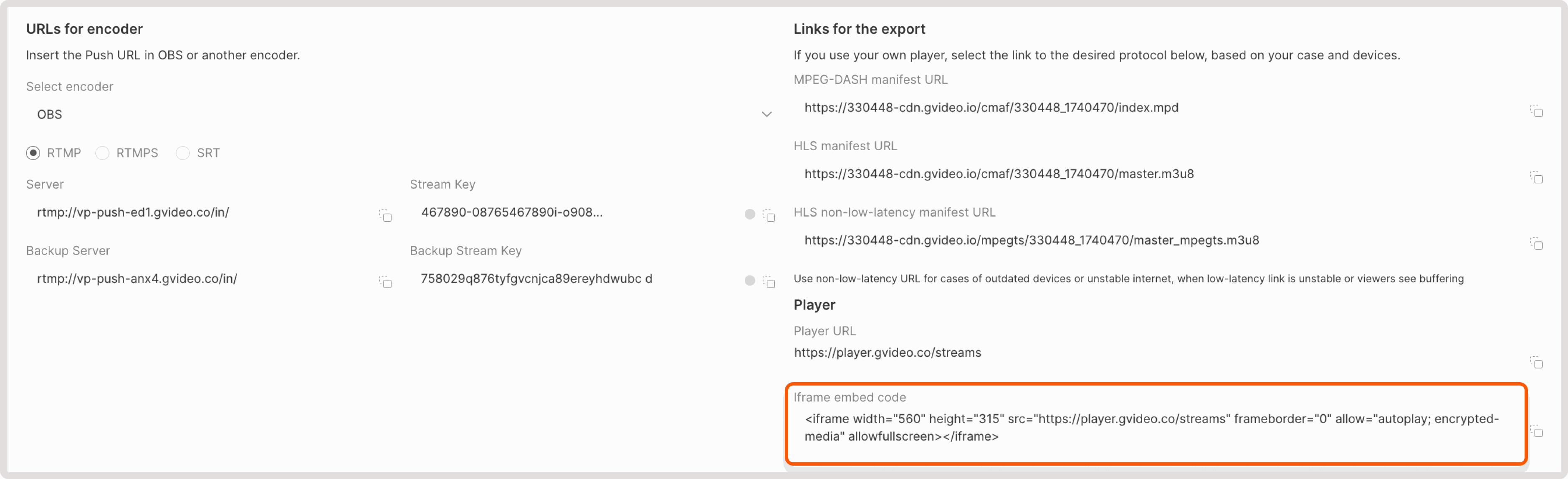 Export tab