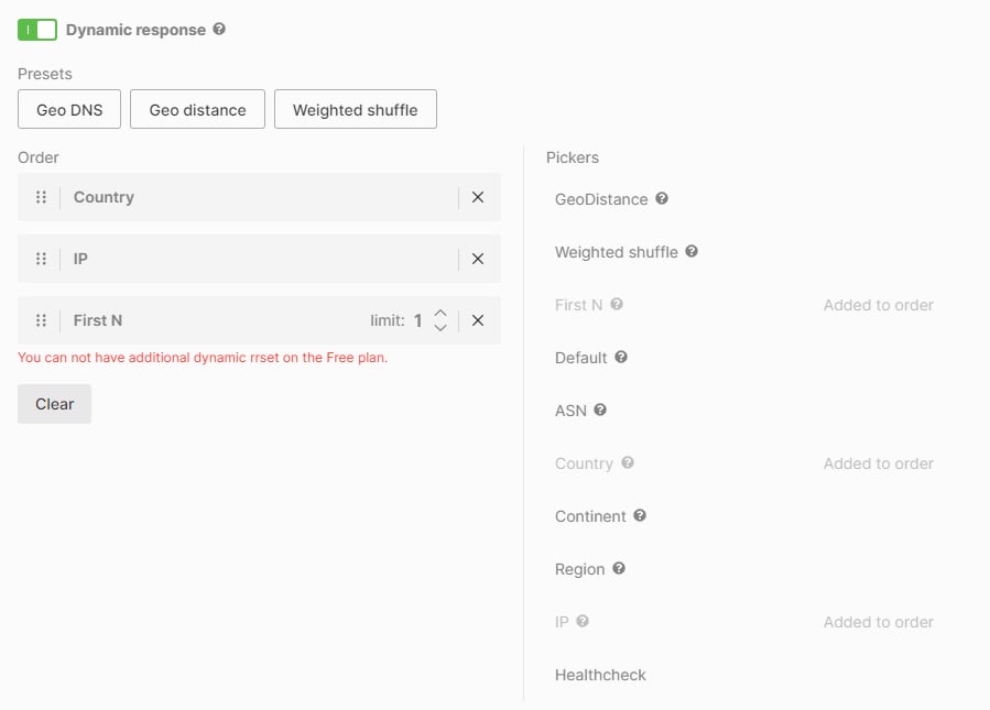 Dynamic response configuration