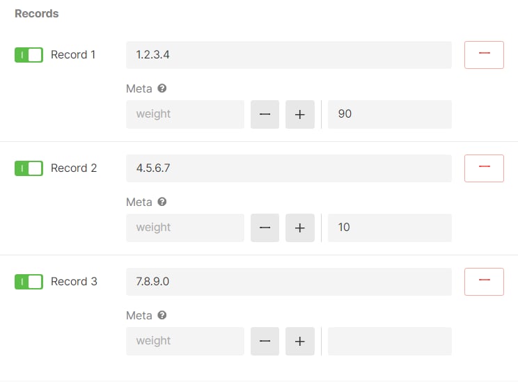 Configure records for weighted shuffle usage