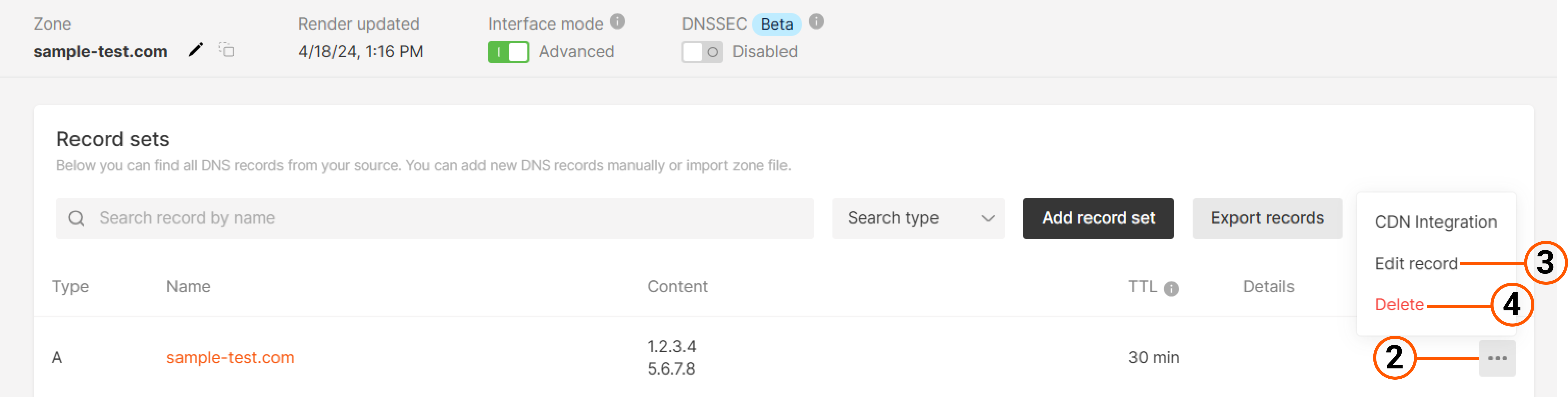 Manage DNS records