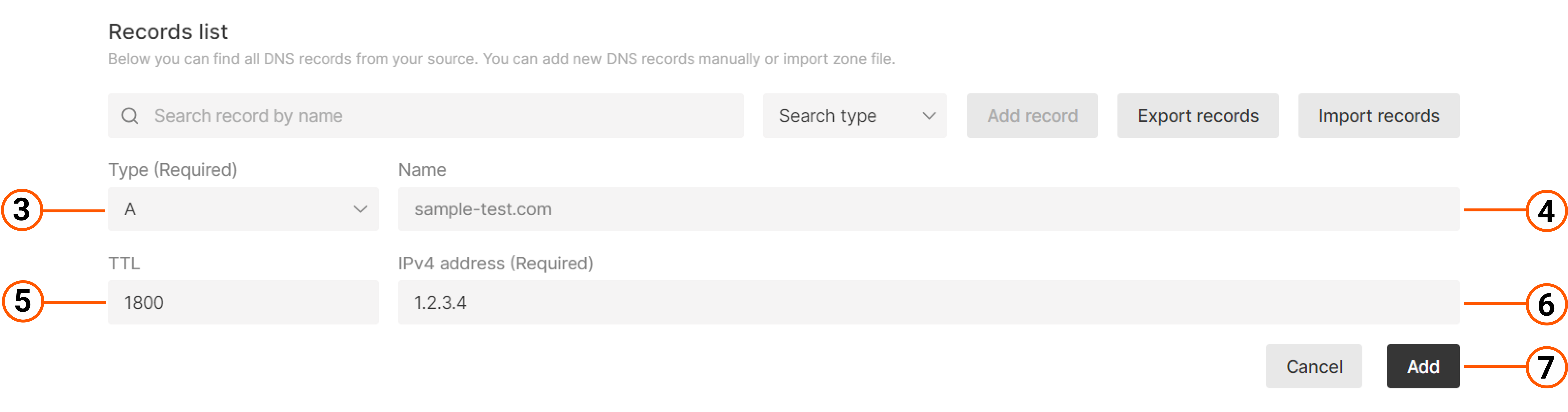 DNS record configuration