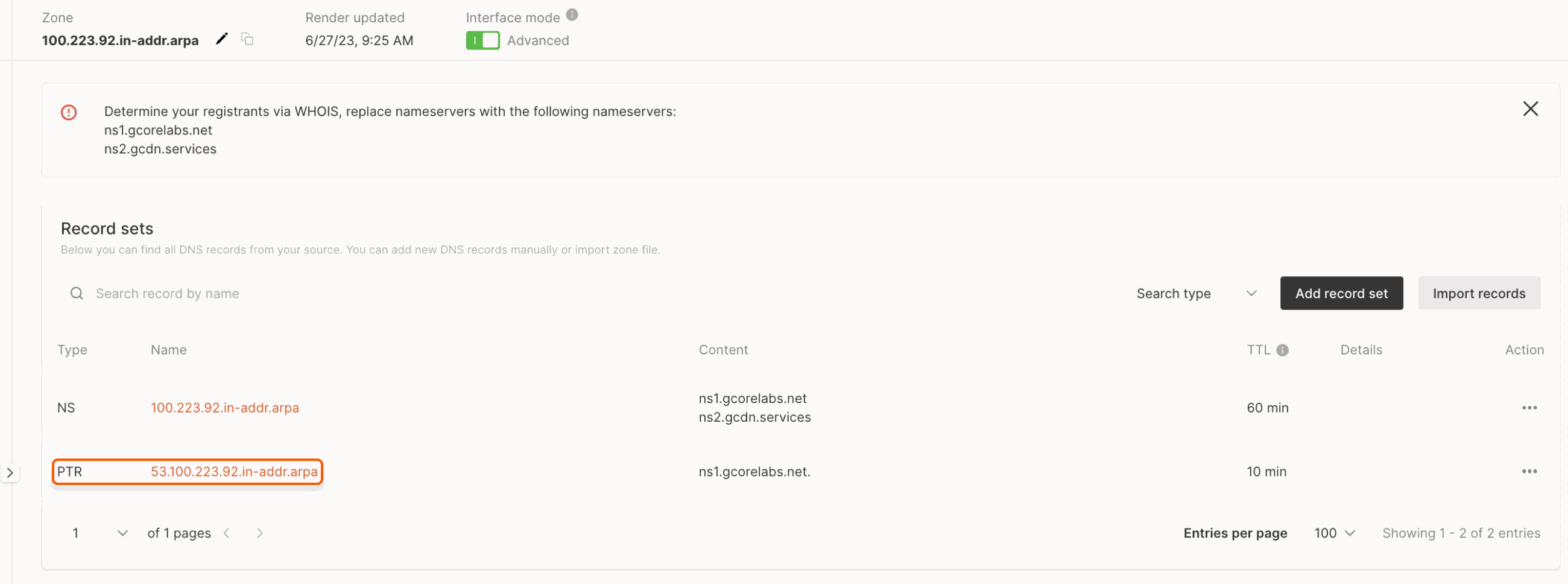 Configure reverse DNS zone and PTR record