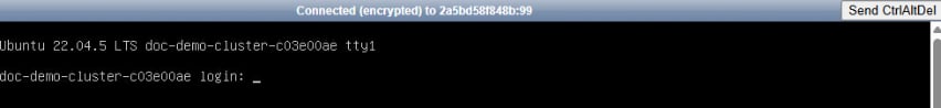 Browser-based noVNC console with login prompt