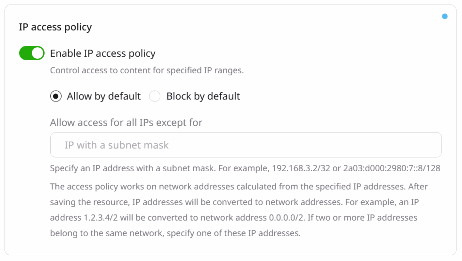 Allow IP policy