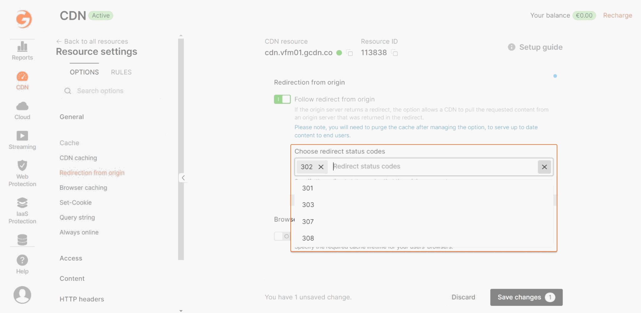 Redirect status codes