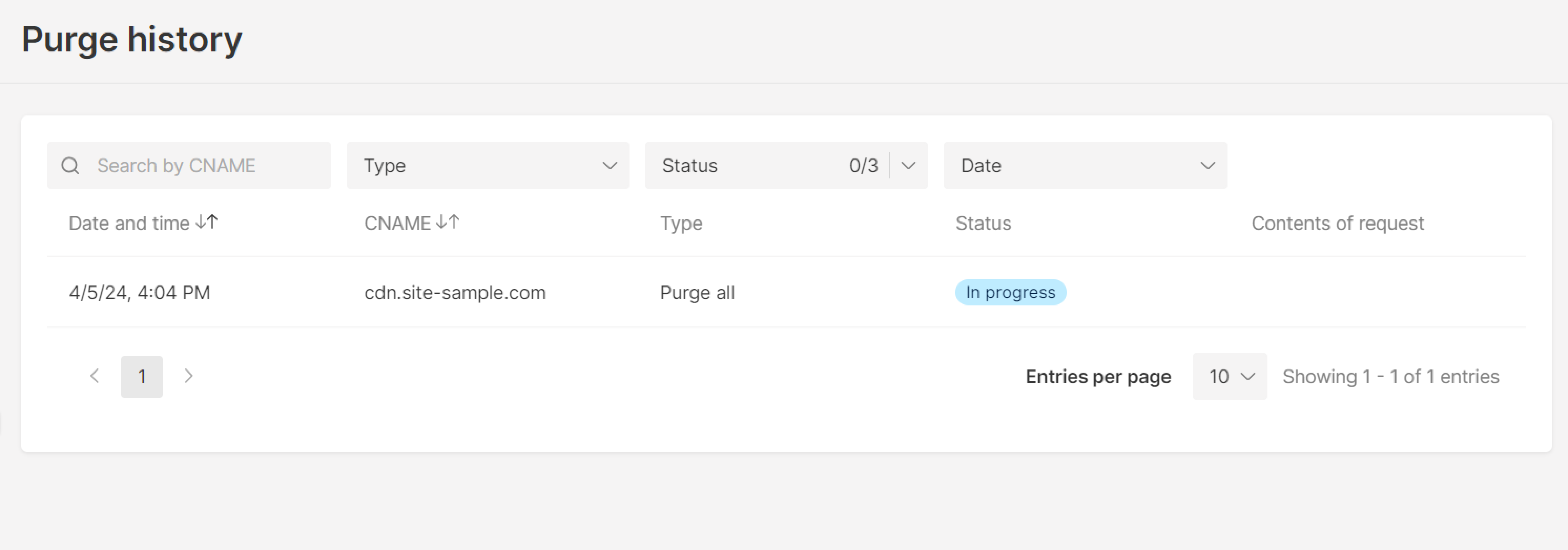 Purge history section