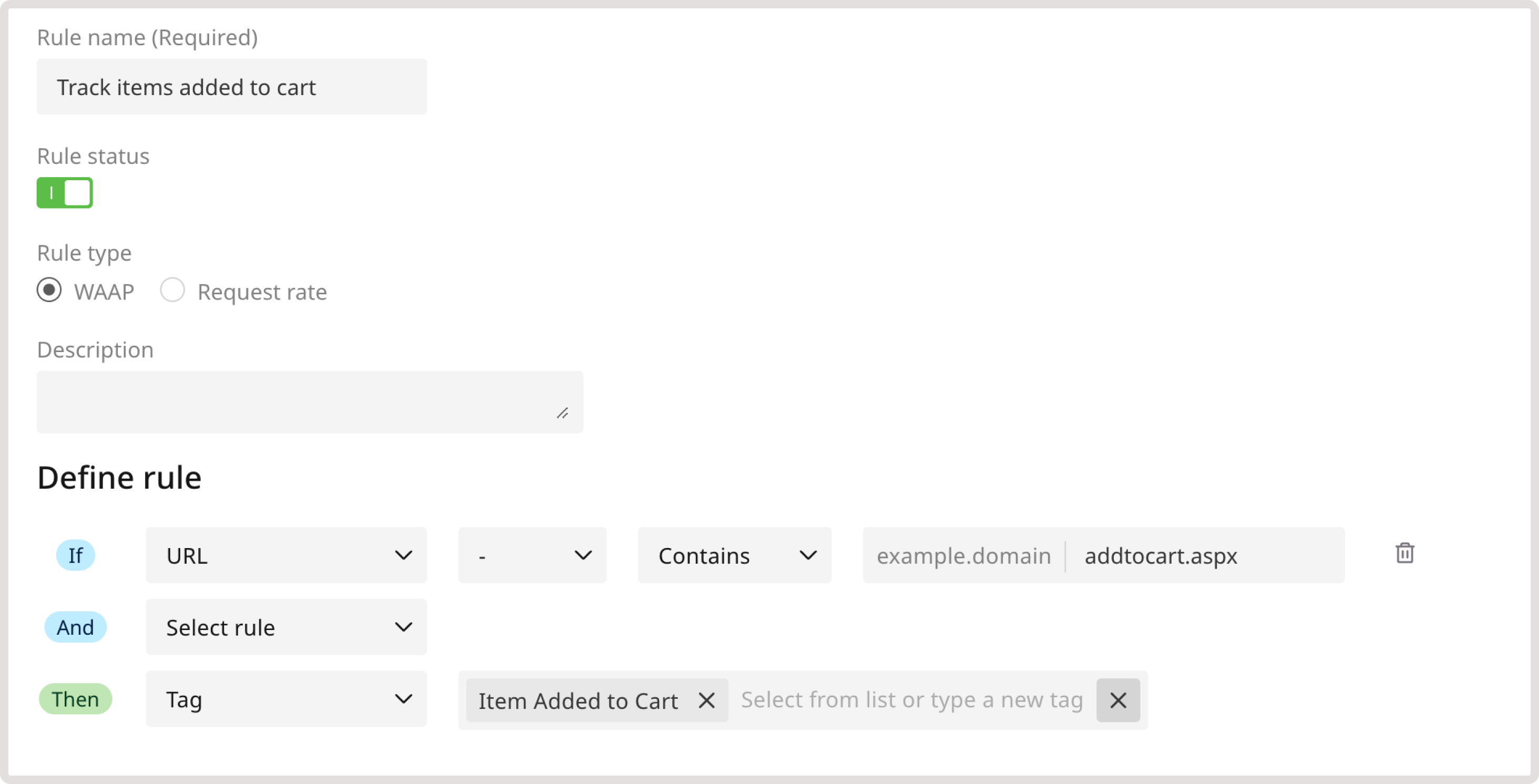 A custom rule to detect item added to cart