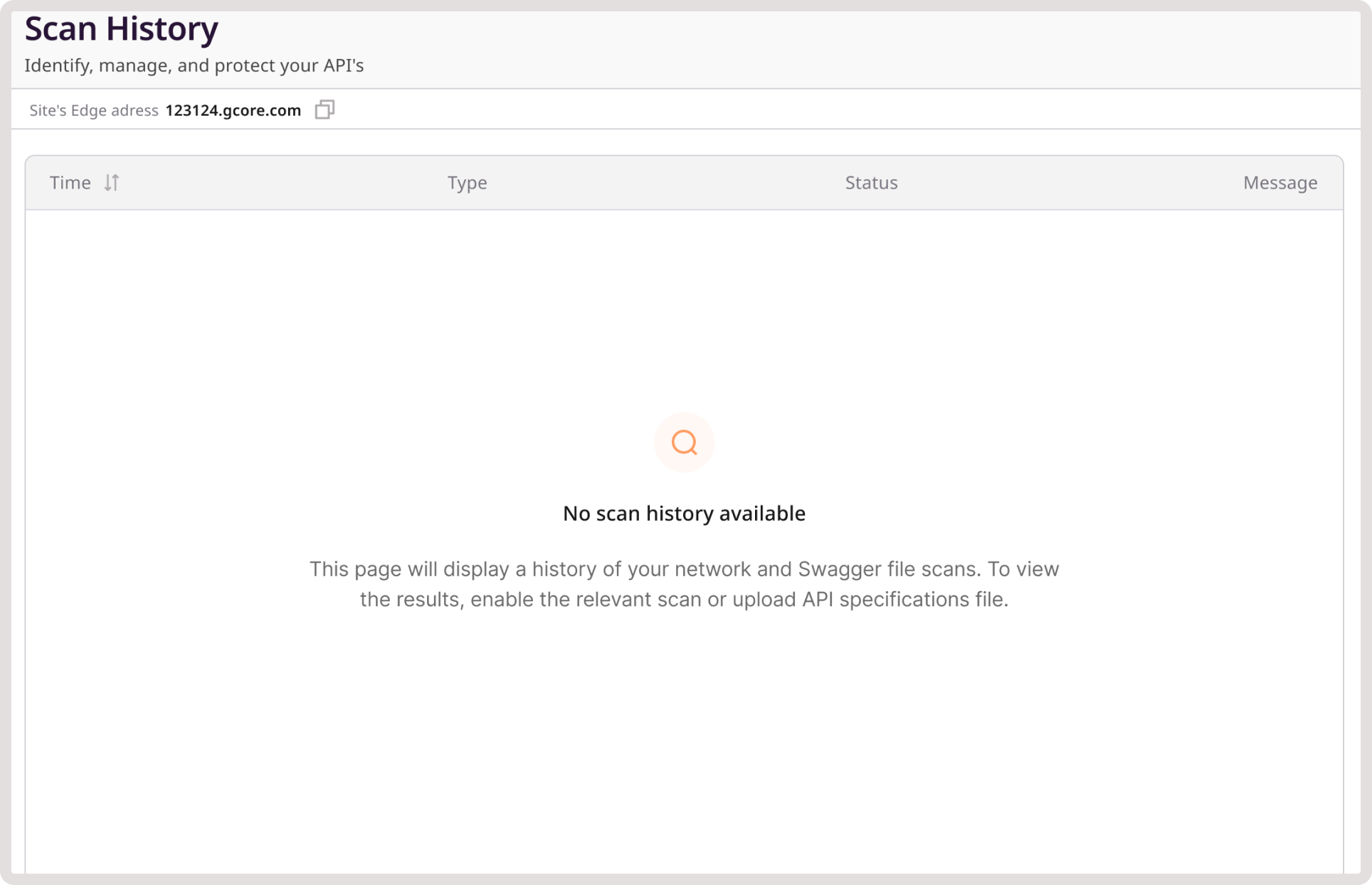 Scan History page in the Customer Portal