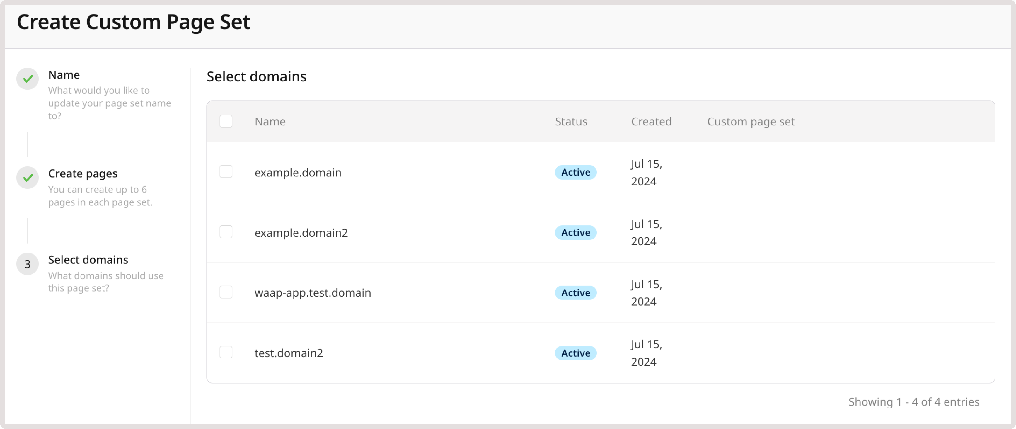 List of domains to select