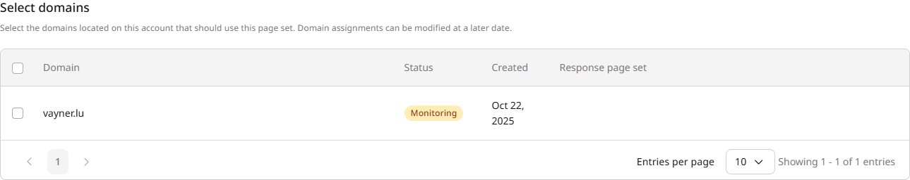 Add domains to a page set on the account level