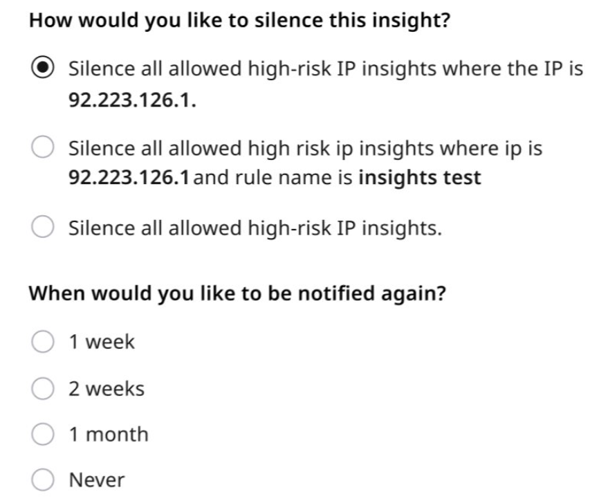 Select the silence rule and the duration