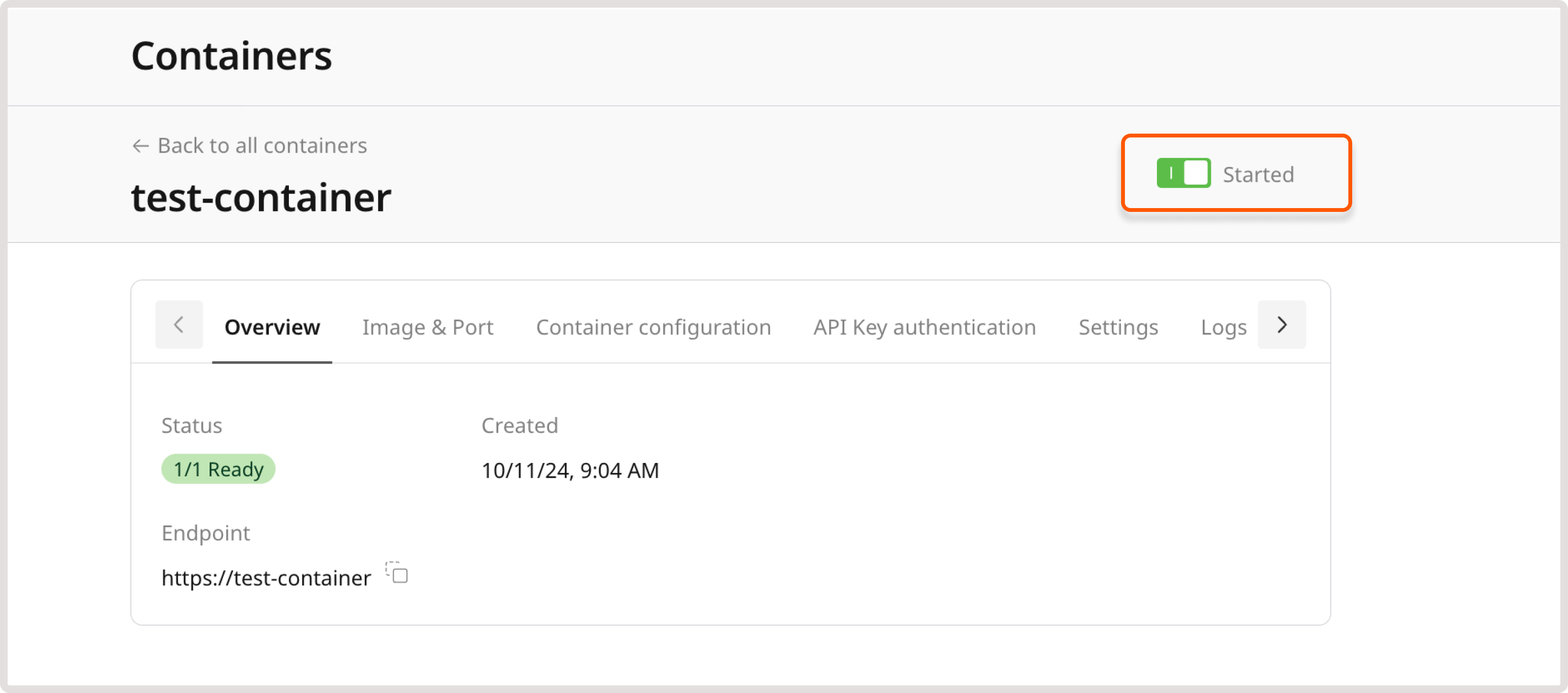 Started toggle enabled