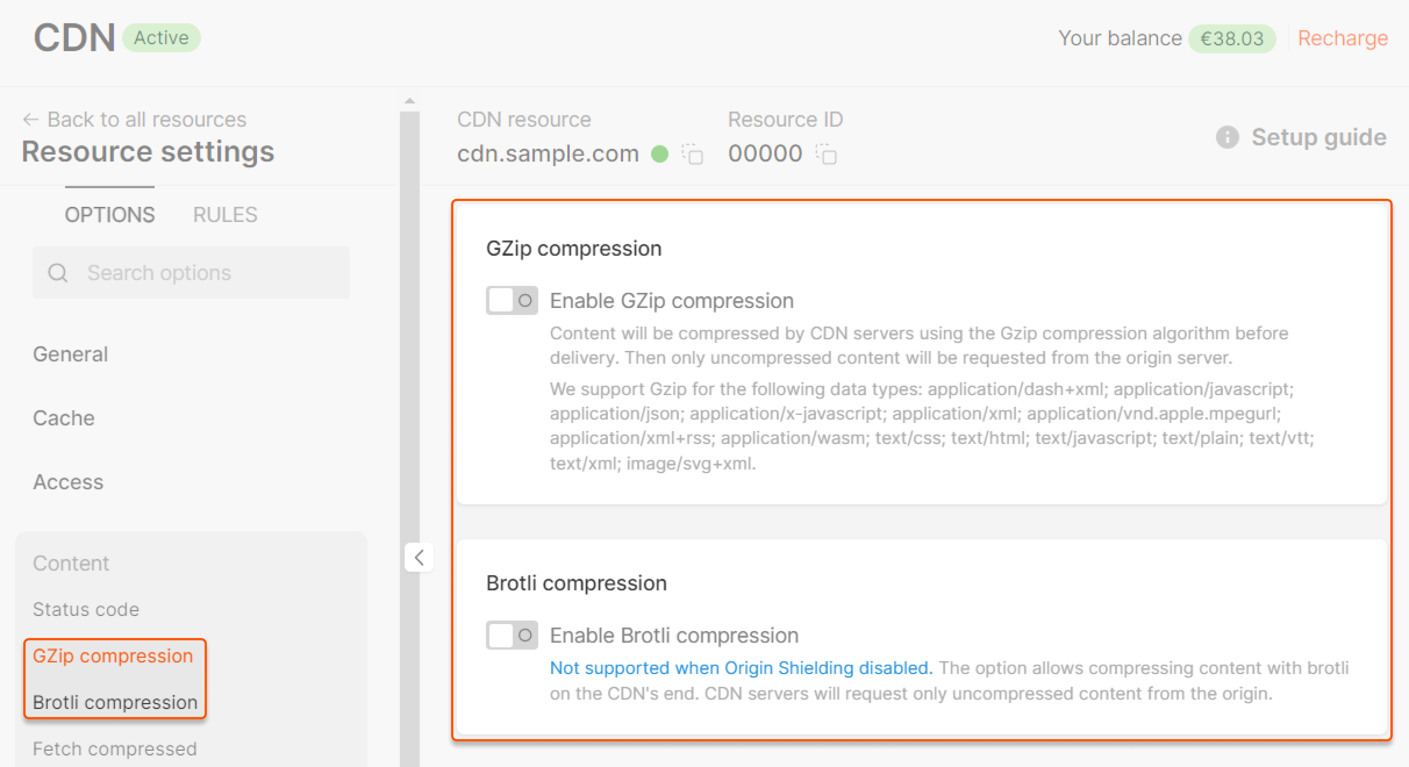 Gzip and Brotli compression