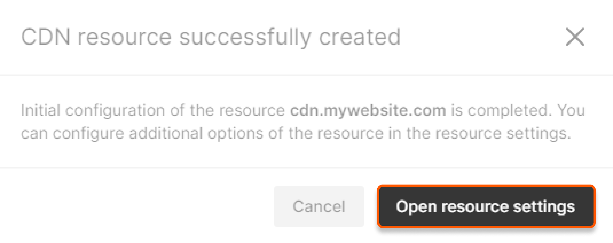 Complete the CDN resource creation