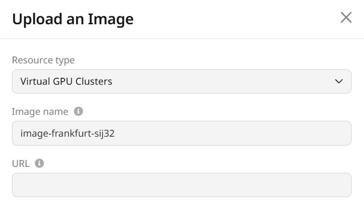 Enter the image name and URL for uploading