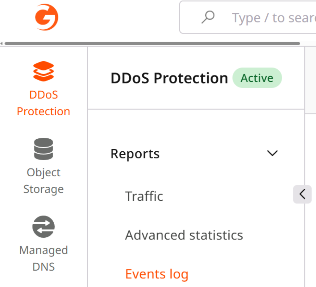 Gcore Customer Portal navigation