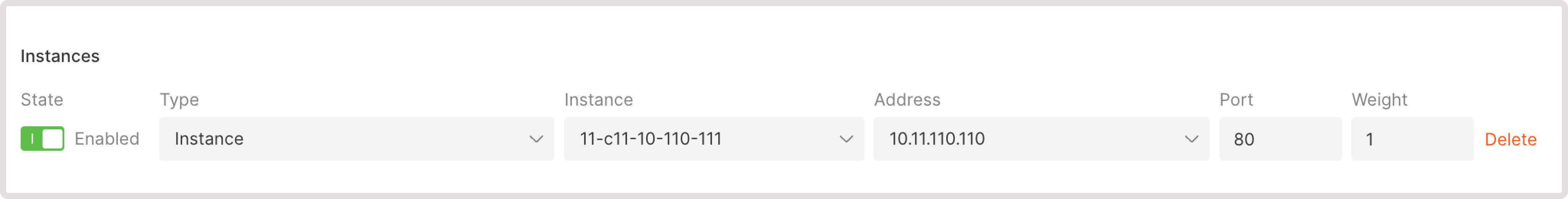 Listeners tab with instance settings