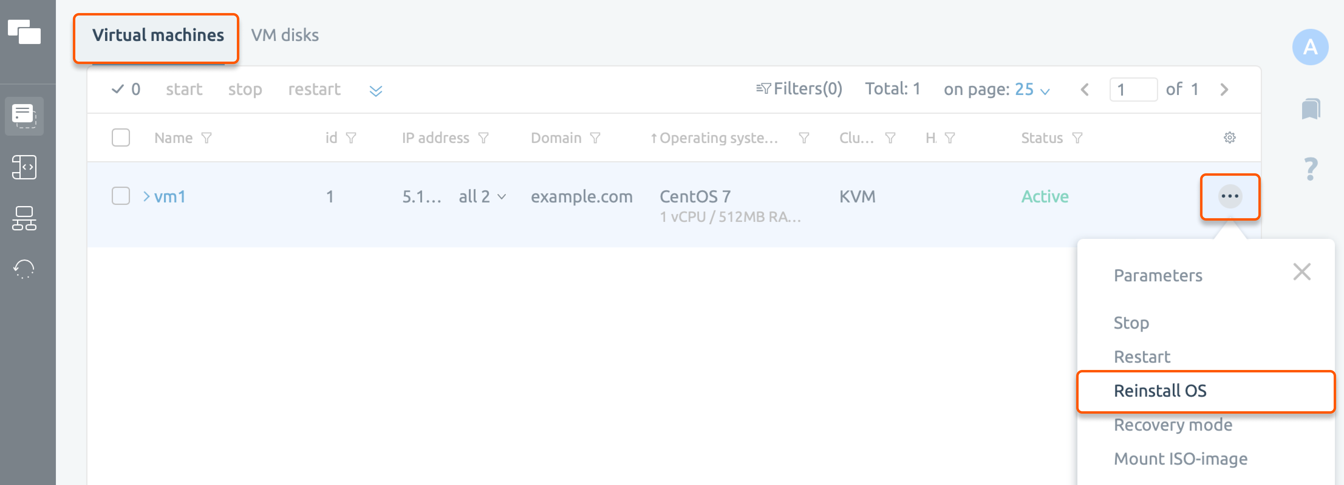 Virtual machines page