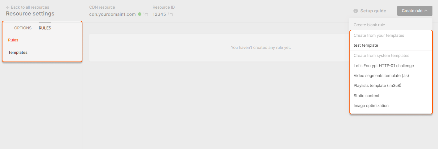 Create a rule from a template