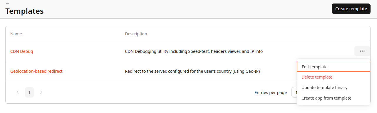 Edit template menu
item