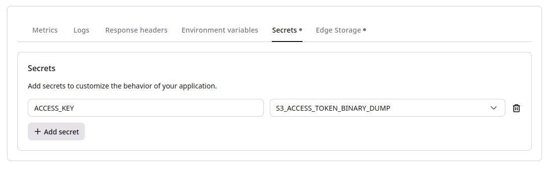 FastEdge applications
secrets