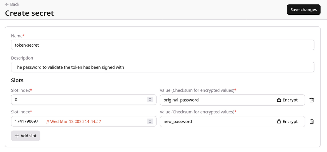 Secret Slots Timestamp
Example